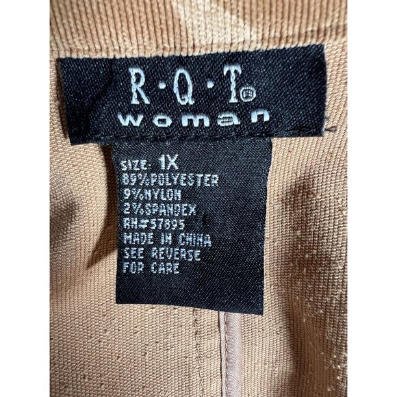 R.Q.T. Womens 1X Printed Corduroy Jacket Button Closure Beige & Brown Polyester - Picture 6 of 16